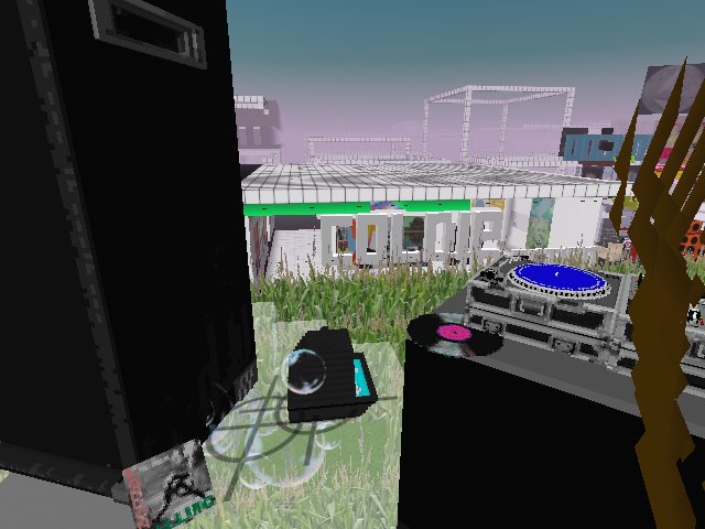 cool DJ set up with the clash and sex pistols records etc