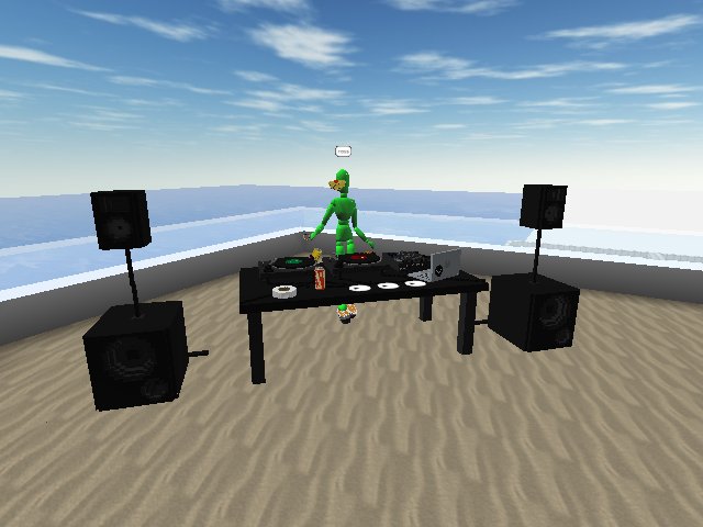 DJ ross at the decks rockin the rooftop party!