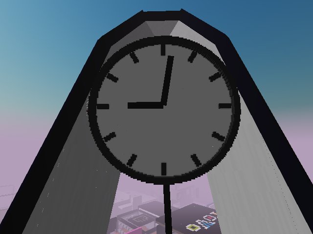 first (that I know of) working analog clock in @cryptovoxels UTC time @buildordieCV