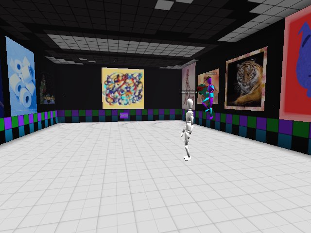 People are showing up to Artist Hour for Cryptoyuna's exhibit.