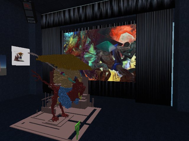 The Samurai room at the Spinnerei. There is a MegaVox model, renders of the model with lighting as well as an oil on canvas painting.