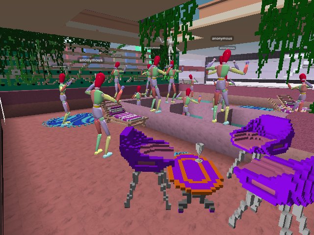 Weird thing seen in the #Metaverse -- a ton of anons with the same color, dancing together.
