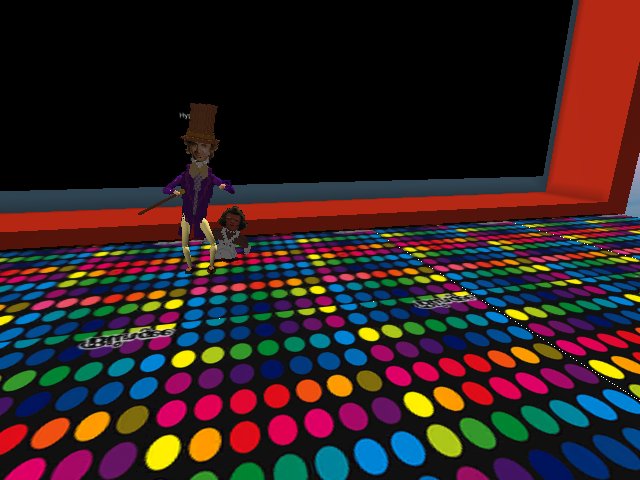 willy wonka and a umpa lumpa at the disco, tearing it up