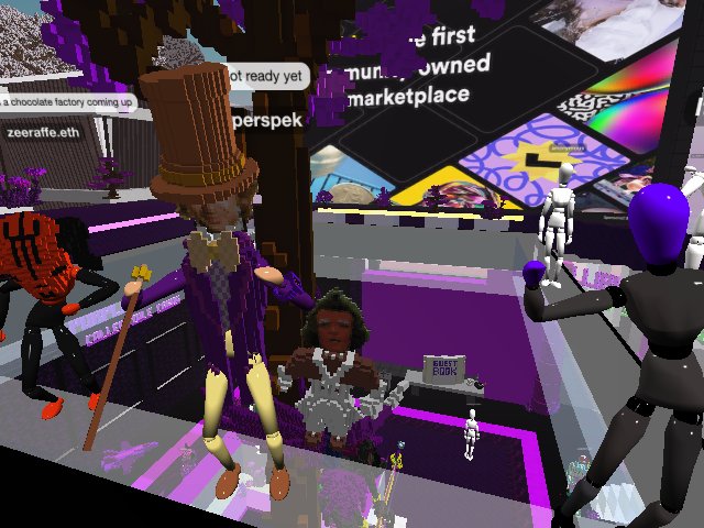 willy wonka by #hyperspek at #purplevalley party .. impromptu livestream here for #mavenarte tastemaker art tour series on #twitch 💜