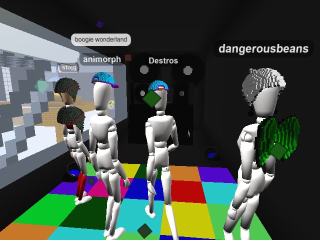 party in a crowded space with the devs.