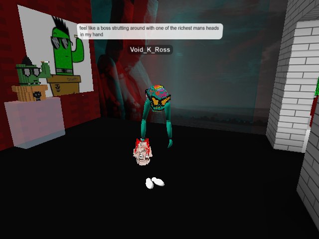 severed Bezos head in a punk basement. We're boutta dirty up the place