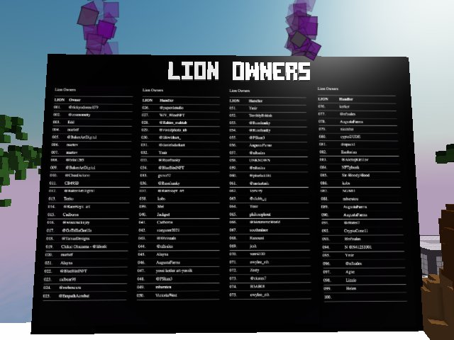 The Legendary Wall of NFT Lion Owners