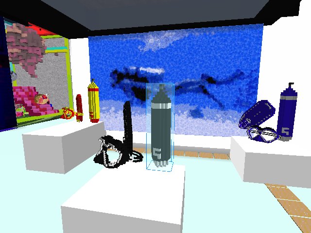 Come dive into the sea of cryptovoxels using diving gear designed by Ghini and check the digital paintings of the Brazilian artist at “Las Rocas Dream by Ghini”