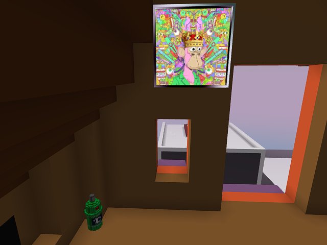 A proper attic has booze and a Trippy Ape (by Ape DAO).