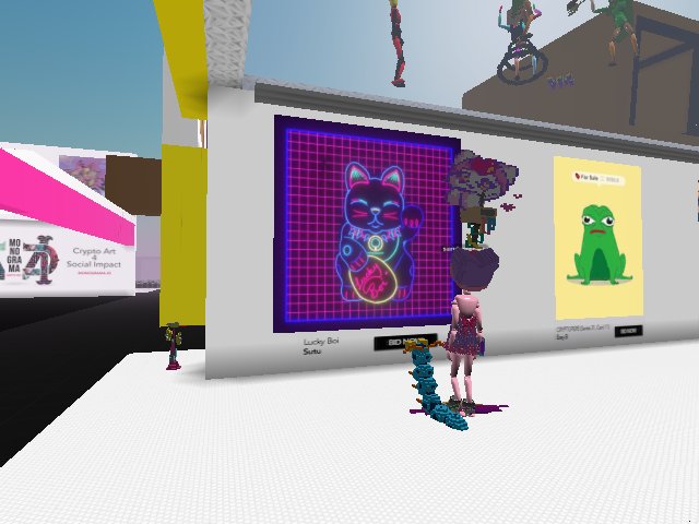Sandy Meows checking out Sutus art!