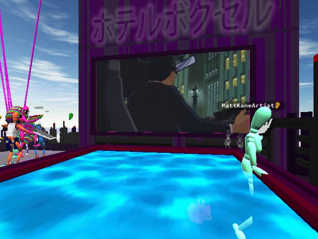 watching a movie in the jacoozi