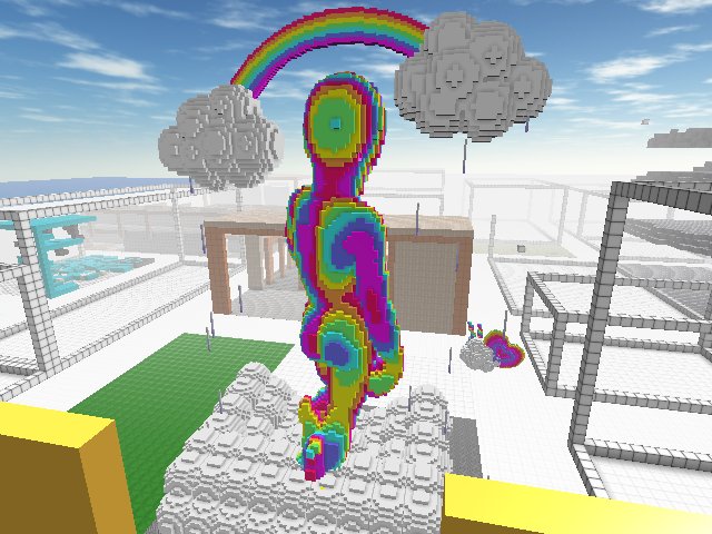 Rainbow man, as seen from the Machi X Gallery rooftop. A piece by @trippyogi