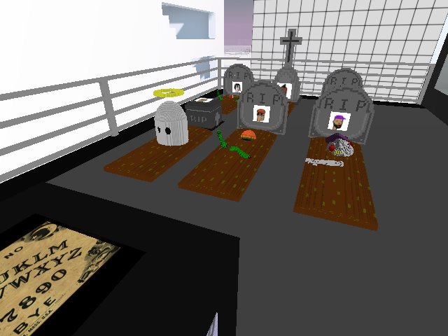 Graveyard and Ouija board for Easy Communication. Very kind.