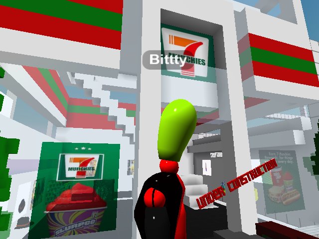 STOKED for the 7 Munchies opening in my hood on Pluto in @cryptovoxels. There's also an adult video store next to the park looks good & pervy.