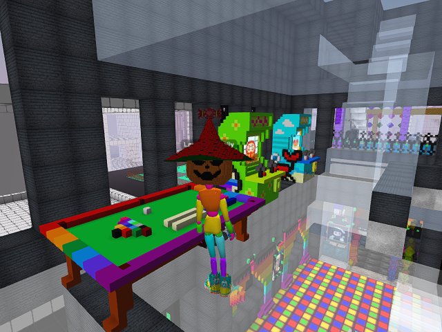 Made a pool table and arcade machines!
