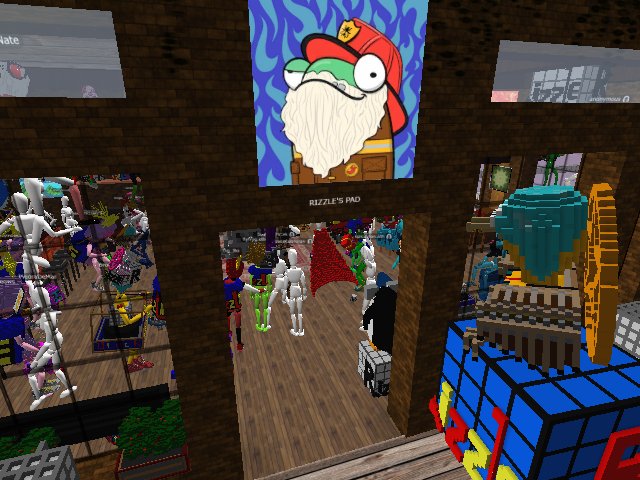 Happy Birthday Rizzle! 1st CryptoVoxels party for me... and it's AWESOME! Love the set up! Hope your year is a good one!