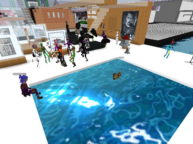 theres a doggy peeing in the pool. help