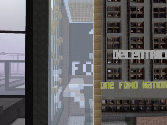 The building facade has holes on em