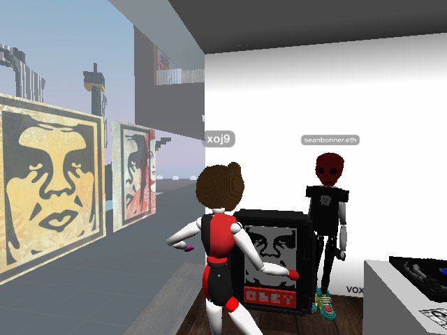 Obey Giant party DJ Sean Bonner ... cryptovoxels is just weird!