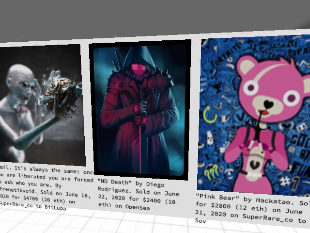 Top cryptoart sale of the day is by "ND Death" by Diego Rodriguez. Sold for $2400 (10 eth) on Open Sea