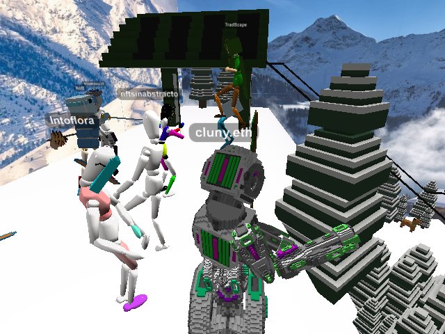 what the actual frosty. Just hiked up a ski slope in cryptovoxels LOL