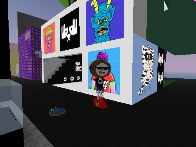 We Out Here... All City 3 Parcel, Vibes Island, Cryptovoxels. Mr.Brian Design in the Place to Be.