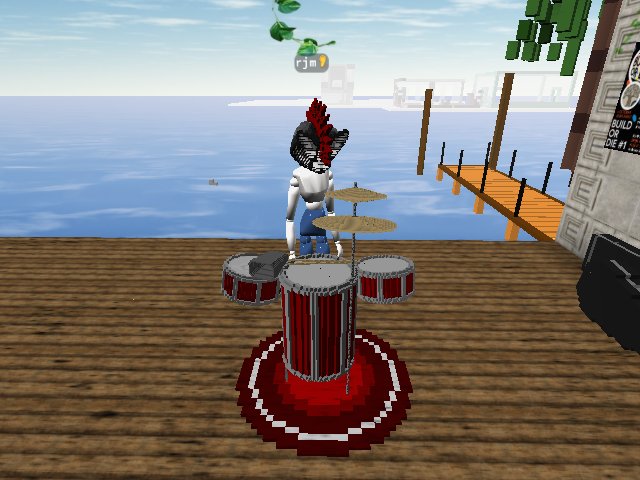 Come play the drums live for your friends! Everyone can hear you!