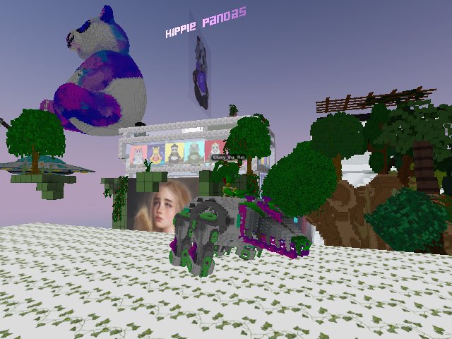 just a zombie parasite infected traveler rocking out on top of a mechanical rat under the benevolent gaze of the giant panda in the sky