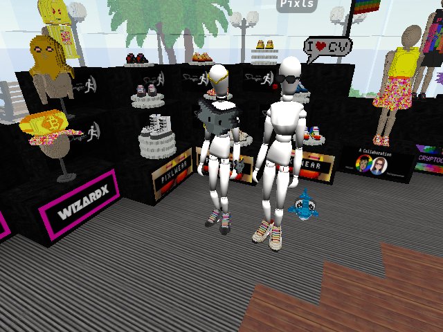 I promise we have clothes on lol! Picture here with designer of PIXLwear @pixls_dot_eth! Great Fashion show!!!! Please check out her line of great shoes and other great stuff like this cool Wolf shield too!!!
