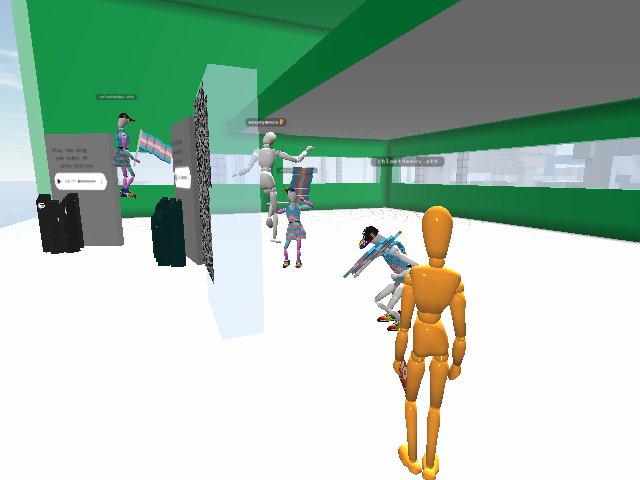 First visitors and our WIP interactive Music Gallery.. Even though I overheard them speaking and it wasn't about music at all! :D