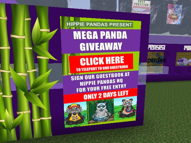 MEGA PANDA GIVEAWAY (FINAL DAYS) WIN 1 OF 3 HIPPIE PANDAS NFTs, Sign our Guestbook for your free entry!
