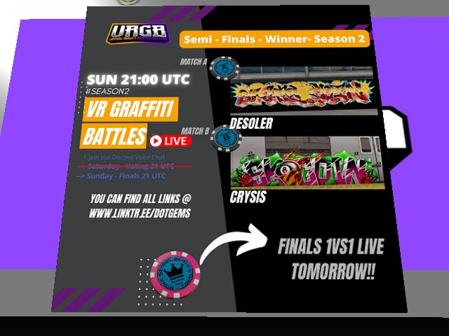Crysis vs Desoler... 1vs1 VR Graffiti Battle... Stream of the painting starts in about 1.5 hrs! 21 UTC start the Voting via NFT!