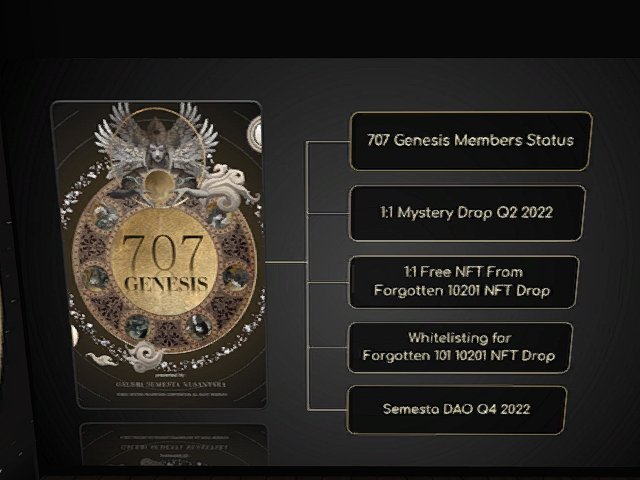 SAPTA SEMESTA JAGADNATA
707 Genesis
Roadmap