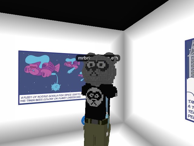 Tanuki Birds NFT Art Exhibition by Mr.Brian Design #tanukiBirds #Cryptovoxels #wearables