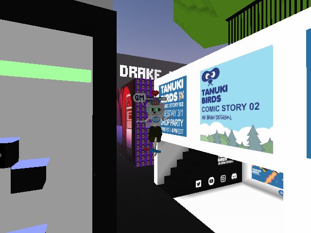 Tanuki Birds Comic Story 02 Virtual Drop Party Tuesday, March 1 @ 4PM EST in Cryptovoxels at All City 3