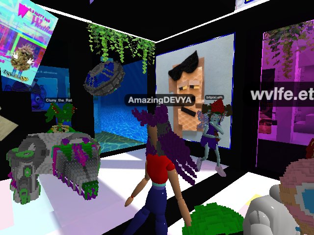 Amazed at every corner in cryptovoxels...
dancing with clunky the rat  at bitpixi's bar !