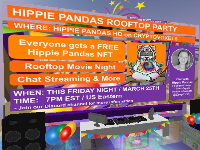 HIPPIE PANDAS ROOFTOP PARTY, 7PM THIS FRIDAY NIGHT at Hippie Pandas HQ