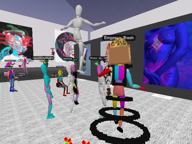 On the rooftop area of the SearchLight Atelier & Gallery for our opening reception of the FigureGlyph show! Come on in, sign the guestbook at the entry and receive a POAP for looking at spectacular art!