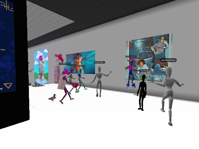 Partying on the second floor of the Searchlight Atelier & Gallery's Inaugural exhibition, "FigureGlyphs"