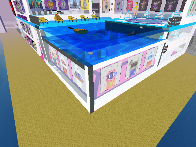 Weird light baking. Has been going on for a few weeks. Notice the steps in the pool by the duck. Also, vertical blocks in corners and other places are dark.