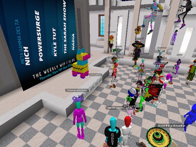Pinata presenting on the stage at WIP - lol