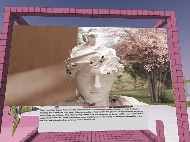 “Eroding and Reforming Bust of Rome (One Year)' piece will erode, reform, and change based on the time of year.    

Hence makes lots on sense on Chronos.