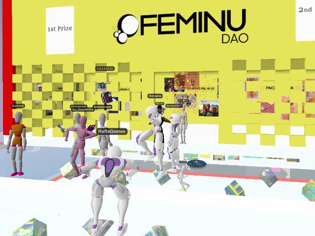FEMINU DAO opens its new Gallery. Almost 1000m2 built by our metacurator @ghini_ar Come and have fun. Joy, music and art! Voxels. July 10th 17h GMT-3 | https://linktr.ee/feminudao