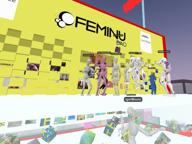 FEMINU DAO opens its new Gallery. Almost 1000m2 built by our metacurator @ghini_ar Come and have fun. Joy, music and art! Voxels. July 10th 17h GMT-3 | https://linktr.ee/feminudao