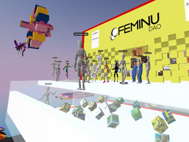 FEMINU DAO opens its new Gallery. Almost 1000m2 built by our metacurator @ghini_ar Come and have fun. Joy, music and art! Voxels. July 10th 17h GMT-3 | https://linktr.ee/feminudao