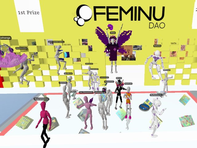 FEMINU DAO opens its new Gallery. Almost 1000m2 built by our metacurator @ghini_ar Come and have fun. Joy, music and art! Voxels. July 10th 17h GMT-3 | https://linktr.ee/feminudao