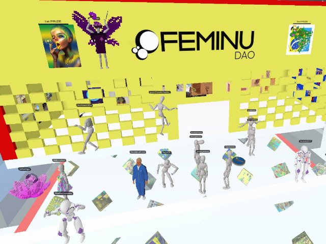 Bounty: inauguration of the new FEMINU Gallery building - The first prize goes to SWILART and 2nd prize goes to IAGODS and the 3rd prize to CJANEARTZ!!! | https://linktr.ee/feminudao