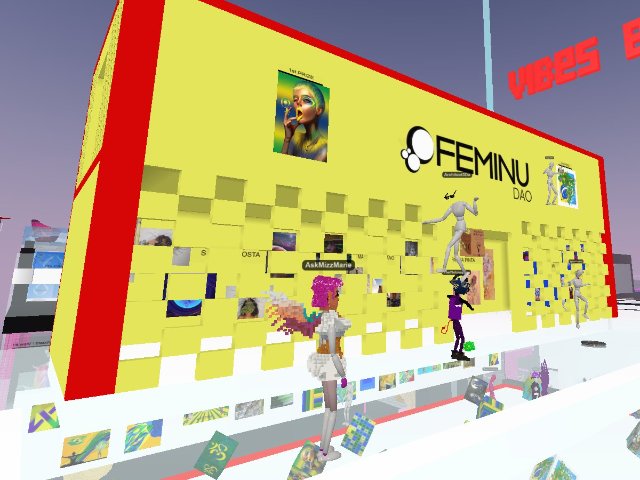 FEMINU DAO opens its new Gallery. Almost 1000m2 built by our metacurator @ghini_ar Come and have fun. Joy, music and art! Voxels. July 10th | https://linktr.ee/feminudao