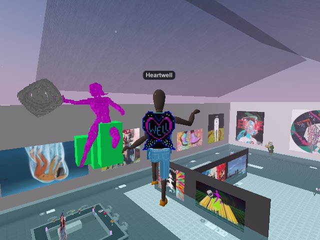 Checking out artwork at the gallery in Radiant Beings wearables :D