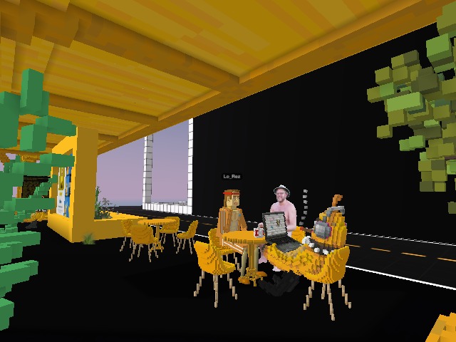 having a coffee with the gang before the show